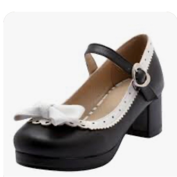 ELFY WOMEN BOW MARY JANE SHOES ANKLE STRAP LOLITA SWEET BLOCK MID HEELS PUMPS - Picture 2 of 8